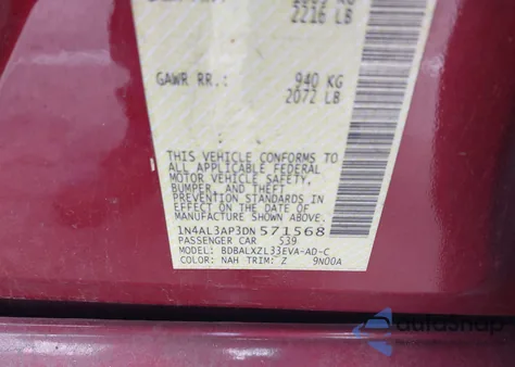 2013 Nissan Altima 2.5 Sl z USA, uszkodzony, nr VIN 1N4AL3AP3DN571568